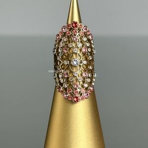 Swarovski Crystal Pink Gold Tone Elinor Cocktail Ring Size 52 (US 6) 5221507